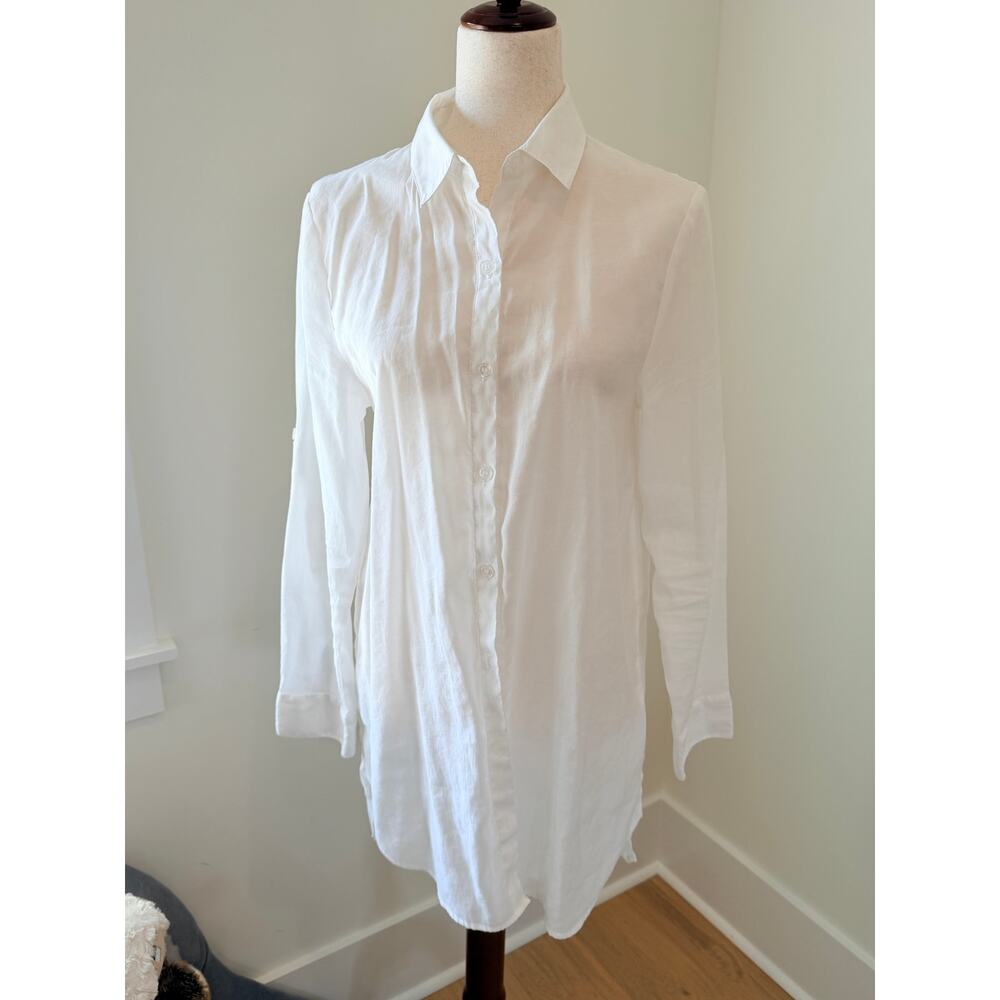 Summersalt The Silky Luxe Short Effortless Shirtdress Swim Cover-Up White Medium - Picture 3 of 7